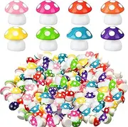 80 Pcs Mini Mushrooms Miniature Figurines, Tiny Resin Mushroom for Fairy Garden Decoration, Colorful Micro Landscape Decor for Craft
