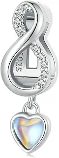 [Generic] Infinite Love Heart Clip Charm Genuine 925 Sterling Silver Compatible With Reflexions Bracelet Reflections