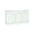 Cupboard Sideboard 3 Doors 3 Drawers White Matt Art Povera Wood Mobile