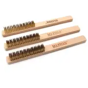 Maxman Brass Brush Soft Brass Bristle Wire Brush with 10 Beechwood Handle