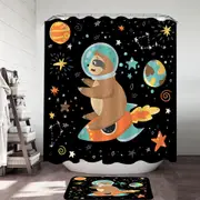 Funny Astronaut Sloth on a Rocket Shower Curtain