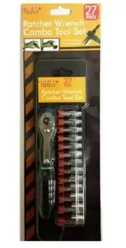 27 Piece Ratchet Wrench Combo Tool Set w/ Metric Sockets & Assorted Bits NEW