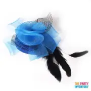Blue Fascinator Hair Clip with Netting Lady Womens Accessory AU