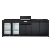 Crossray TCE22HT Extreme Electric BBQ Outdoor Kitchen w/ Dbl Fridge/Sink V12 BLK