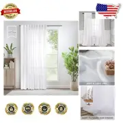 Elegant 80'' White Linen Blend Curtains - 2 Panel Set for Modern Farmhouse