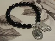 St Raphael Archangel, Healing Saint & Guardian Angel/St Michael, Black Bracelet