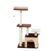 3 Tier Brown Pet Play House Cat Tree Feline Scratcher Scratchpost Scratching Post Tower