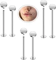 [6ixGosh] 16G Labret Cheek Tongue Rings Surgical Steel Monroe Lip Piercing Jewelry Barbell Rings Kits Ultra-long Bar Length 14/16/19/22/25mm