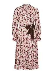 Diane Von Furstenberg Rome Printed Jacquard Chiffon Midi Dress - Brown - L L