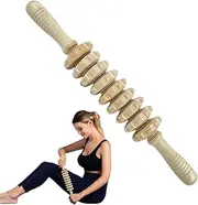 Wooden Massage Roller | Nine-Wheeled Cellulite Massager for Body Sculpting | Body Relaxing Supply Natural Massager for Women, Men, Adults, Teens, Youth
