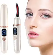 XYOUWEI Heated Eyelash Curlers, Electric Eyelash Curler 3 Temperature Modes LED Display USB Rechargeable Heated Lash Curler, Natural Curling 24H Long Lasting for Women Makeup Tools, White