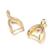 20pcs Gold Plated Brass Smooth Pinch Bails Ice Pick Charm Pendant Holder 10x7mm