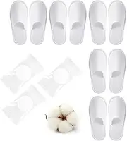 KARELLS Disposable Slippers, Guest Slippers, White Terry Slippers, Hotel Slippers, Terry Towelling Slippers, Guest Slippers Set, Compressed Towel, Universal Size, Non-Slip, for Hotel, Spa, Home (5