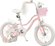 ACEGER Princess Style Girls Bike with Basket for 3-14 Years Old Kids and Toddlers, 14 16 18 Inch Bicycle for Children with Training Wheels and Streamers, 20 Inch with Kickstand, Multiple Colors