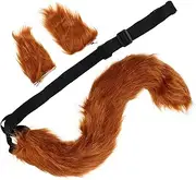 [TOVINANNA] Unique Furry Fox Set Hair Accessory False Foxes Ear Headdress and Tail Clip for Cosplay Events