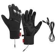 [Generic] Heated Gloves for Men - USB Heating Gloves for Cycling | Waterproof Heating Snowmobile Thermal Winter Gloves Touchscreen Snow Ski Gloves for Driving Cycling Running