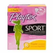 Playtex Sport Regular Absorbency Unscented Plastic Tampons 18 Count Pack of 3