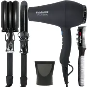 BaByliss Pro Porcelain Ceramic Gift Box (Dryer, Waver, Iron) + Texturizing Comb