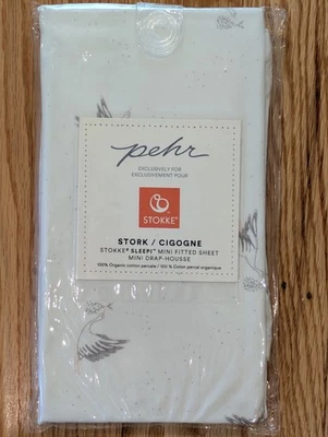 Stokke Sleepi Mini sheet 100% organic cotton percale Stork New in Package