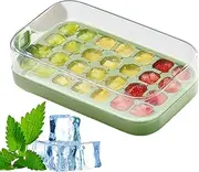 Ruhnjyg Iced Trays with Lids | Covered Iced Cube Trays for Freezer,Silicone 28 Grid Icecubes Molds Reusable Kitchen Accessories for Whiskeys, Drinks & Party