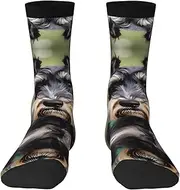 [EdWal] Soft adorable schnauzer print Moisture Wicking Socks Sports Socks for Men and Women Warm thermal Boot Hiking Socks