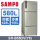 SAMPO 聲寶580公升三門變頻冰箱香檳銀 SR-B58DV(Y6)