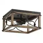 Cordelia Lighting Square 14 in 2-Light Painted Wood w/ Vintage Black Flush Mount