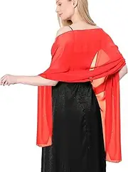 [changyexi] Chiffon Shawl for Women Formal, Elegant Black Shawls and Wraps for Evening Dresses, 1920s Soft Wedding Brides Scarf