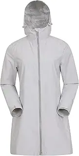 [Mountain Warehouse] Solstice 2.5 Layer Womens Long Extreme Waterproof Jacket - Lightweight & Breathable Raincoat with Taped Seams, Zipped pockets - For Spring & Outdoors