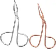 SHERCHPRY 2PCS Stainless Steel Eyebrow Tweezers with Scissor Handle Ergonomic Design for Precise Eyebrow Grooming Eyelash Curling Durable Beauty Accessories