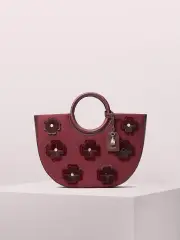 on purpose floral appliqué circle tote
