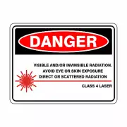 Class 4 Laser - Visible And/Or Invisible Laser Radiation Avoid Eye Or Skin Ex...