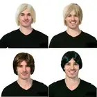 # 90s Mens Middle Part Wig Blonde Dark Brown Black Mens Costume Wig