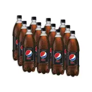 12pc Pepsi Max Cola Flavoured Zero Sugar Soft Drink Sparkling Soda Bottles 1.25L
