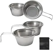 Metal Cups, Stainless Steel Camping Mug Set, Portable Small Drinkware, Lightweight & Durable, Rust-Resistant Finish, Mountaineering Backpacking Outdoor Dining, 2.17×1.02 Inches