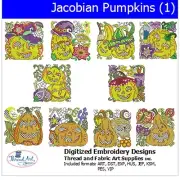 Embroidery Design Set - Jacobean Pumpkins (1) - 10 designs - USB Stick