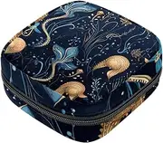 Period Bag,Sanitary Napkin Storage Bag,Devilfishes Jellyfish Ocean,Tampon Bag for Purse