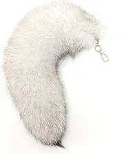 [Fosrion] Huge Fluffy White Gray Fox Tail Fur Cosplay Toy Hook Handbag Accessery