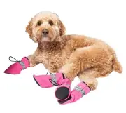 Justice Polyester Spandex Blend Reflective Booties for Pets Pink & Silver Sz Lg