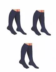 3 Pair Lg/XL Navy Graduated Compression Socks Support Stockings Men's Women's