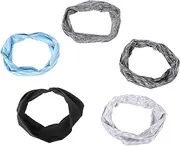 [Kisangel] Men's Women's Sports Headband 5 Pack Elastic Workout Headscarf Sweatband for Fitness