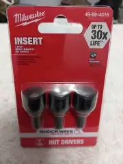 MILWAUKEE, INSERT MAGNETIC NUT DRIVERS, 7/16" 49-66-4516, 3PACK