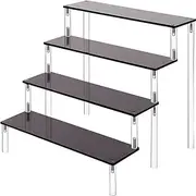 Acrylic Riser Display Stand, 4 Tier Acrylic Display Shelf Acrylic Riser Display Stand for Action Figures,Cupcake, Trophy, Perfume,Cosmetics, Jewelry, Collections and Party Desserts (Black)