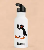 PINGU Penguin Personalised Kids Water Drink Bottle Stainless Steel 600ml