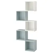 EKET wall-mounted storage combination, white/light grey-blue