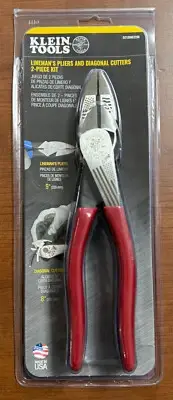 Klein Tools D2139NE2288 Lineman's Pliers & Diagonal Cutters 2 Pc Kit - NEW