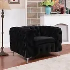 Jacques 1 Seater Black in Premium Velvet Fabric Gorgeous Button Tufted Sofa