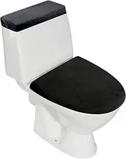 Stretch Velvet Toilet Lid Cover and Toilet Tank Lid Cover, Bathroom Super Soft Toilet Lid Cover Set Luxury Velvet Plush, with Elastic Bottom, Machine Wash, Black