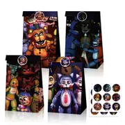 12PC Five Nights at Freddys Paper Lolly Loot Bag & Stickers Gift Bag Kids Birthday Decorations