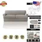 Elastic Strap T Cushion Sofa Covers - 3-Pieces| High Stretch Knitted Fabric